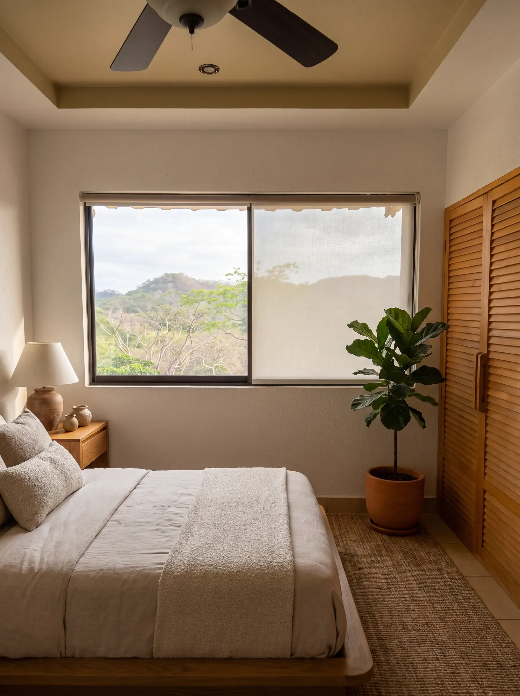 Persiana screen en recámara con vista al paisaje · Costa Rica