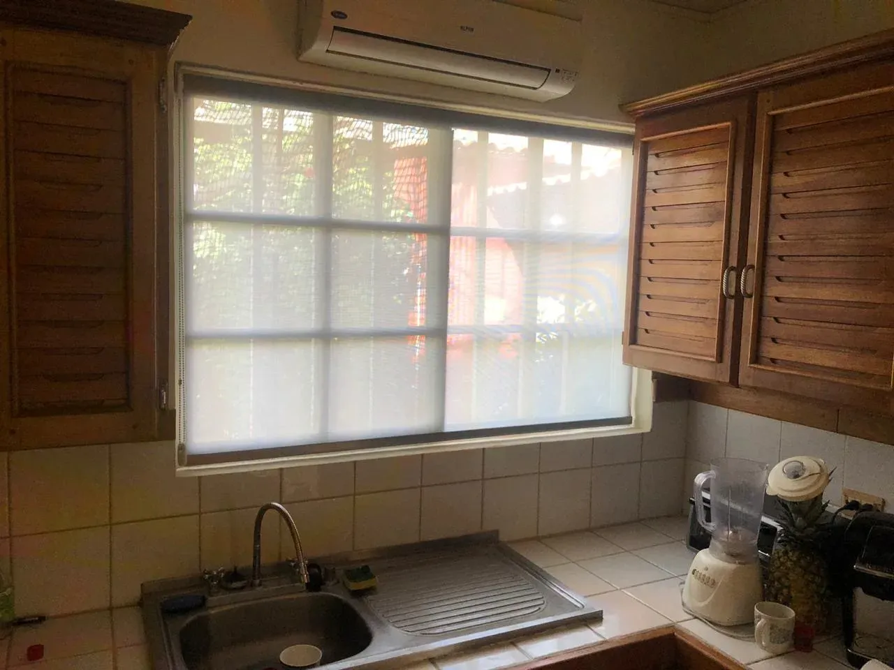 Sun Screen en oficina con vista exterior.
